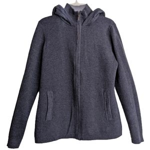 Cynthia Rowley Sweater Hoodie Gray Full Zip Jacket Mock Neck Cotton